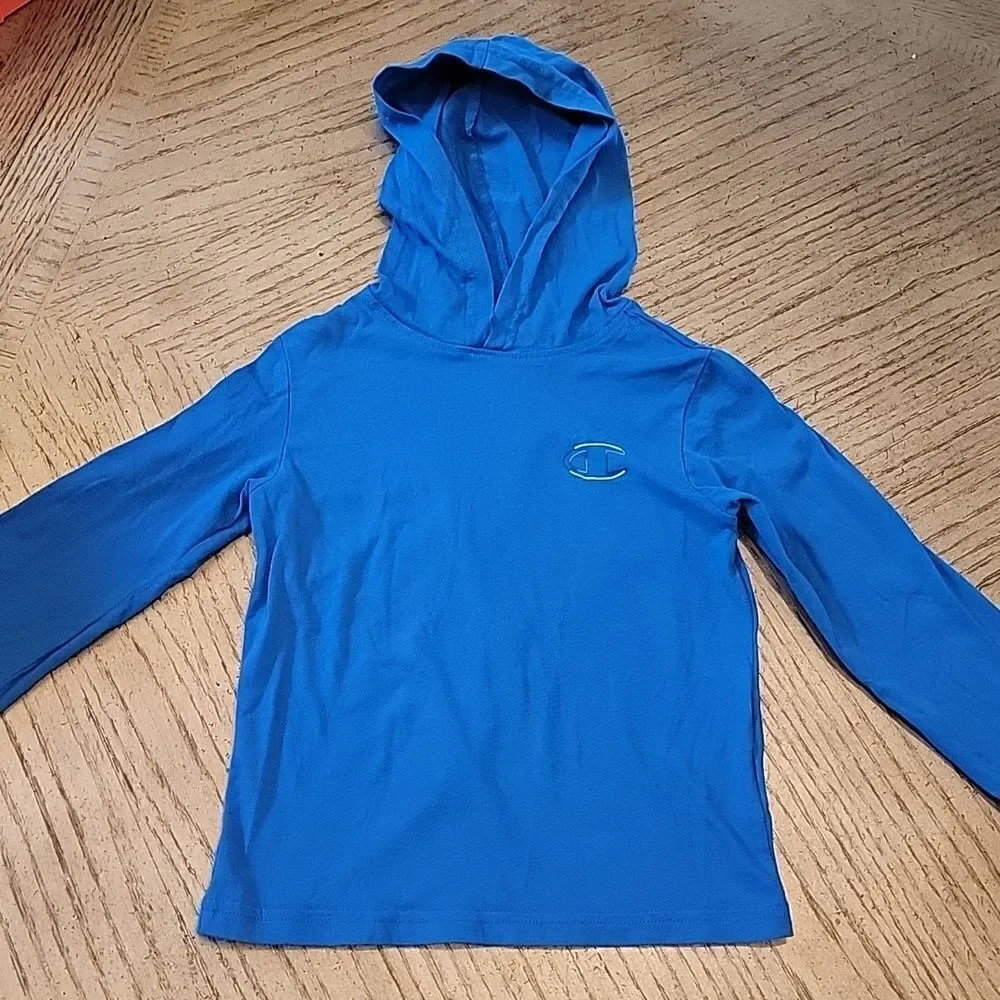 Blue Champion long sleeve hooded t shirt size 6